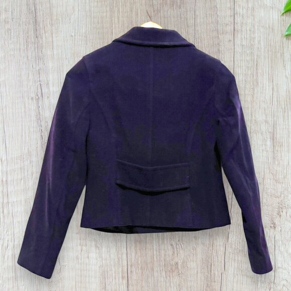 Hobbs Made in England Navy Wool Blend Cropped Pea Coat Jacket Women’s Size 6 - Picture 2 of 11